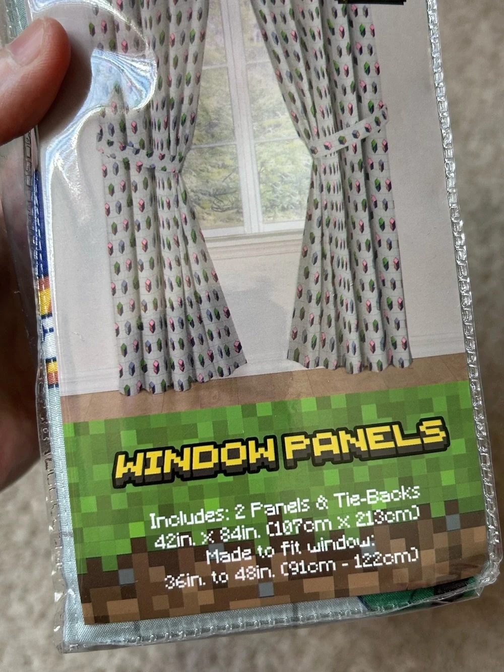Jay Franco Minecraft Genda Iso Animals Window Panels & Tie-Backs Set 42”X84” New